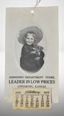 1909 advertising calendar - Johnson's Dept. Store, Lindsborg, Kansas