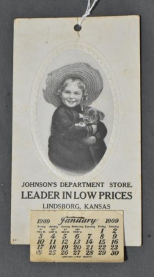 1909 advertising calendar - Johnson's Dept. Store, Lindsborg, Kansas - 2
