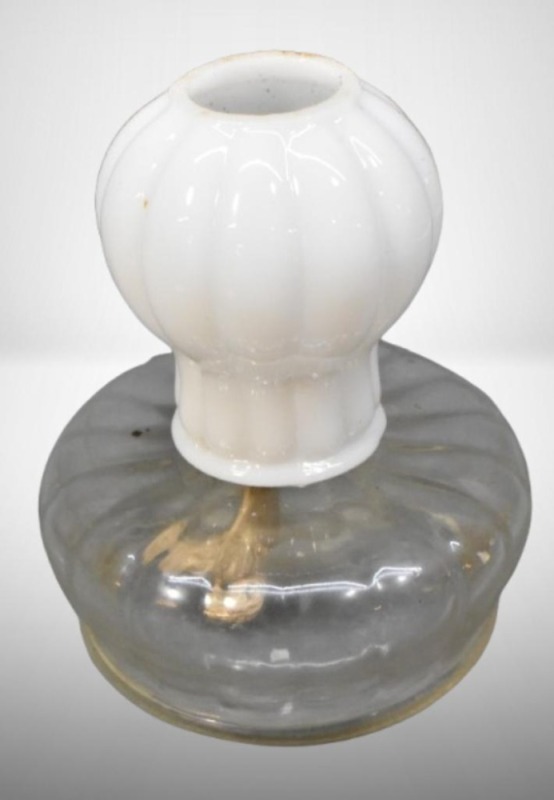 Glow Lamp miniature oil lamp, milk glass shade