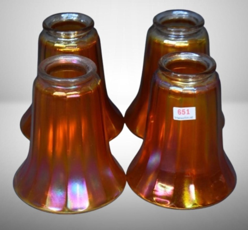 (4) Carnival Glass lamp shades, marigold