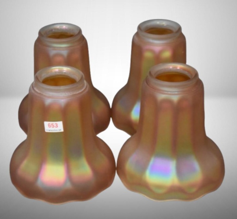 (3) Carnival Glass lamp shades, marigold