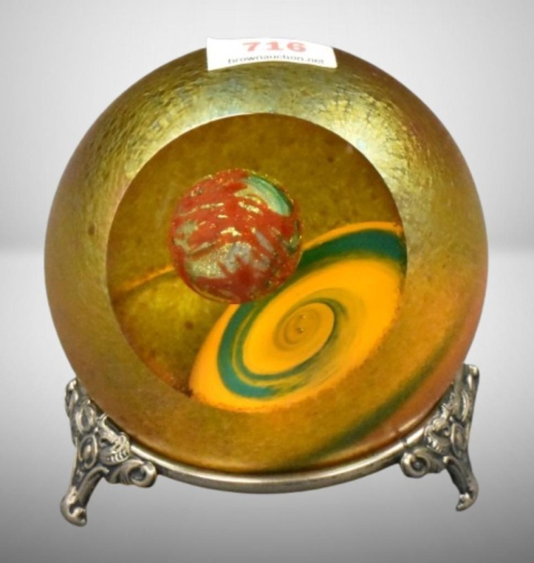 Mrkd. Glass Eye Studio - Europa Celestial paperweight, 3.5"h