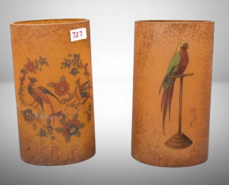 (2) Art Glass 6.5" cylinder lamp shades