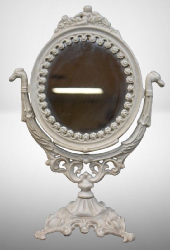 Cast Iron? free standing 15"h swivel vanity mirror