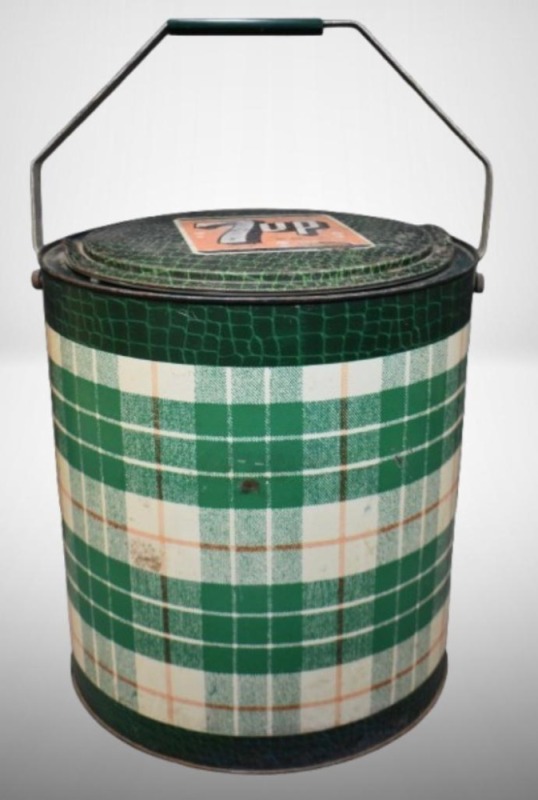 "Skotch Kooler" 7-up advertising cooler, plaid pattern
