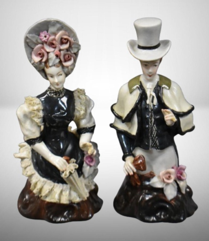 (2) Mrkd. Cordey porcelain busts of Victorian couple