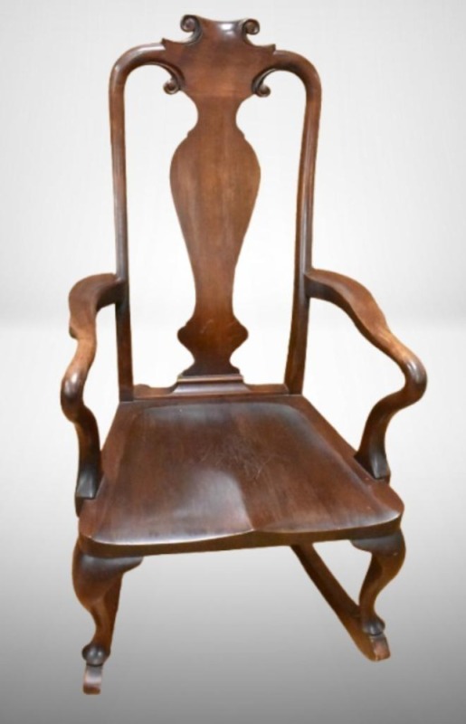 Solid wood rocking chair, center back splat