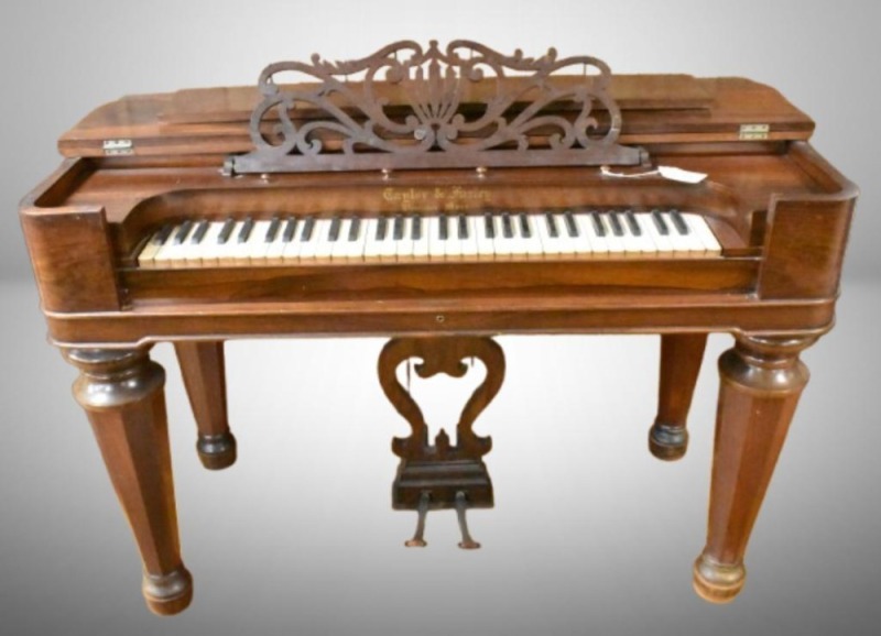 Rosewood Taylor and Farley pedal melodeon, 47"w x 24" deep x 32" tall