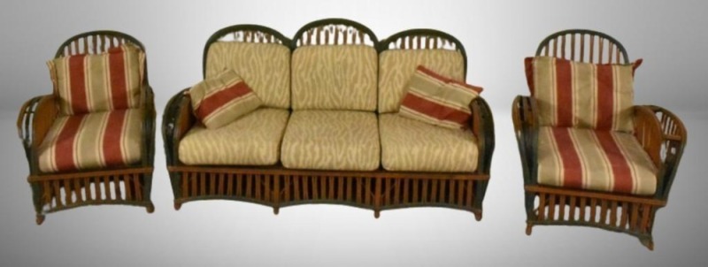 Mrkd. Heywood-Wakefield 3 pc. patio furniture - sofa and (2) side chairs - Great set!