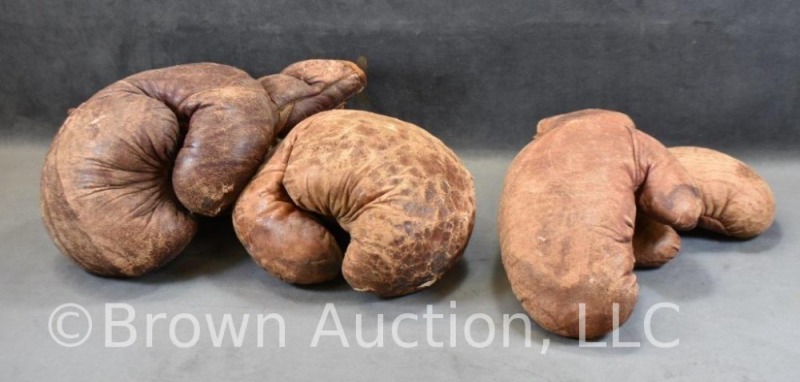 (2) Pair of vintage leather boxing gloves