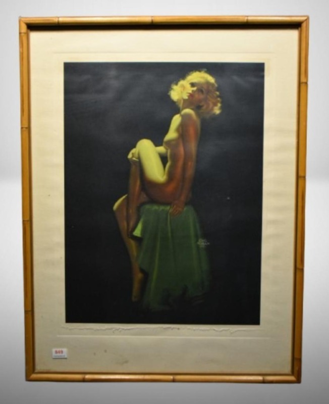 Earl Moran pin-up nude female print on paper