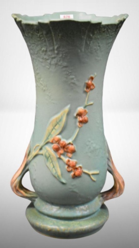 Roseville Bittersweet 878-14" vase, green