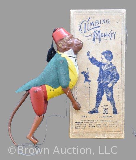 Marked Lehmann tin litho Climbing Monkey in original box