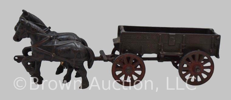 Cast Iron Arcade McCormick Deering farm wagon w/ 2 horse team