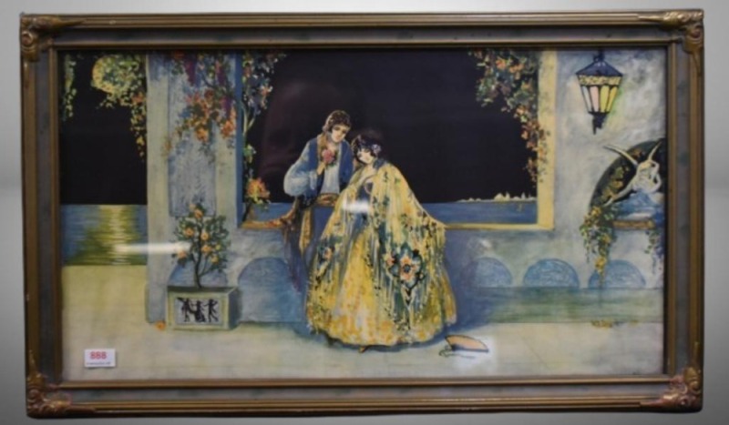 Art Deco print called "A Tryst at Carnival Time" by Mary Gold, 1920'30's