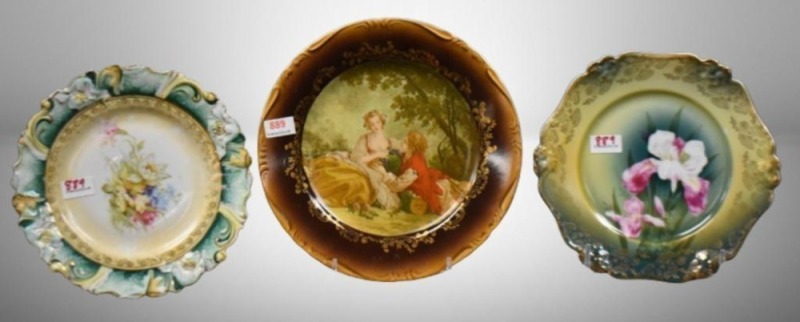 (3) Small decorative handpainted porcelain plates