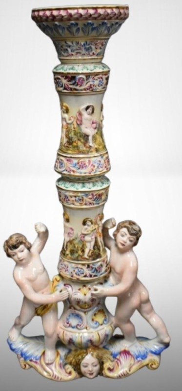 Mrkd. Capodimonte/ Made in Italy elaborately decorated 40" fern plant stand
