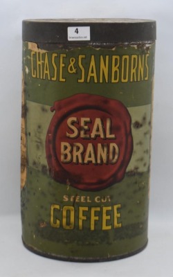 Chase and Sanborns Seal Brand steel cut coffee can w/ lid - 2