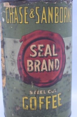 Chase and Sanborns Seal Brand steel cut coffee can w/ lid - 7