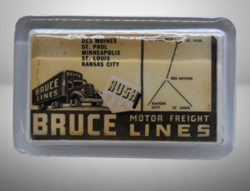 Advertising paper weight w/ mirror - Bruce Motor Freight Lines