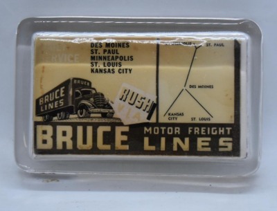 Advertising paper weight w/ mirror - Bruce Motor Freight Lines - 2