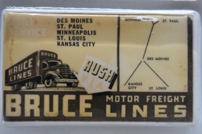 Advertising paper weight w/ mirror - Bruce Motor Freight Lines - 9