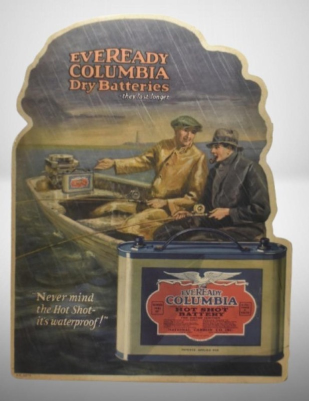 Counter top stand-alone advertising - Eveready Columbia Dry Batteries