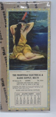 (5) Frontenac Electrical and Radio Supply advertising calendars, Indian Princess Series (April, July, Aug., Oct. 1924; January 1925) - 5
