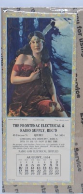 (5) Frontenac Electrical and Radio Supply advertising calendars, Indian Princess Series (April, July, Aug., Oct. 1924; January 1925) - 11