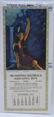 (5) Frontenac Electrical and Radio Supply advertising calendars, Indian Princess Series (April, July, Aug., Oct. 1924; January 1925) - 14