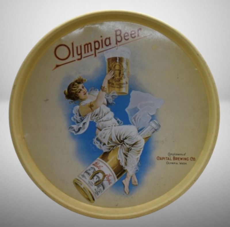 Olympia Beer Co. 13" beer tray (girl floating on clouds)