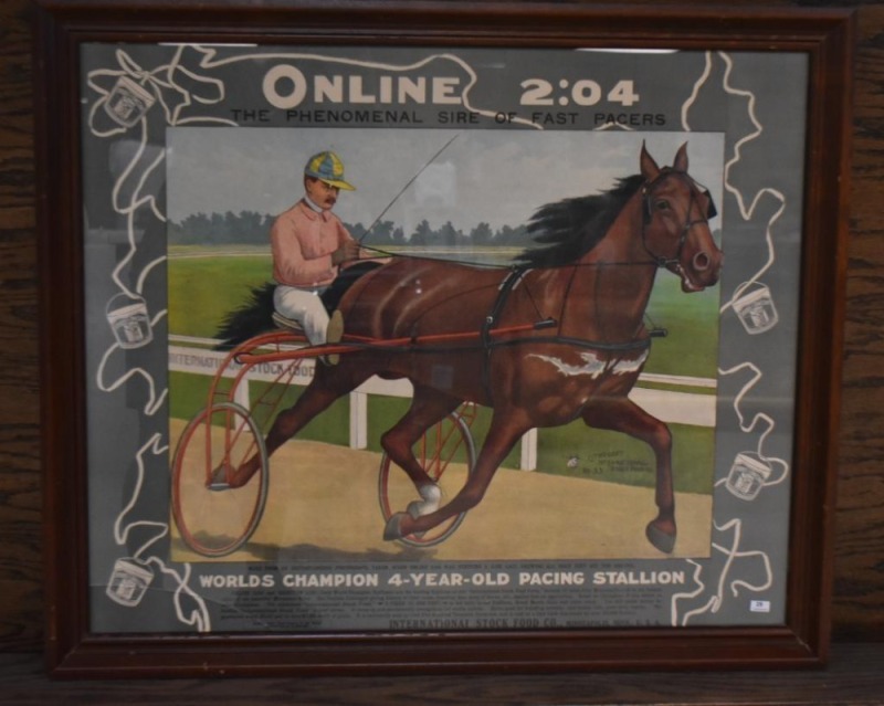 International Stock Food advertising racing poster - Online 2:04/ The Phenomenal Sire of Fast Pacers