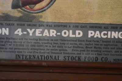 International Stock Food advertising racing poster - Online 2:04/ The Phenomenal Sire of Fast Pacers - 7