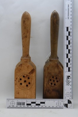(2) Wood lemon presses, 10.5"l - 10