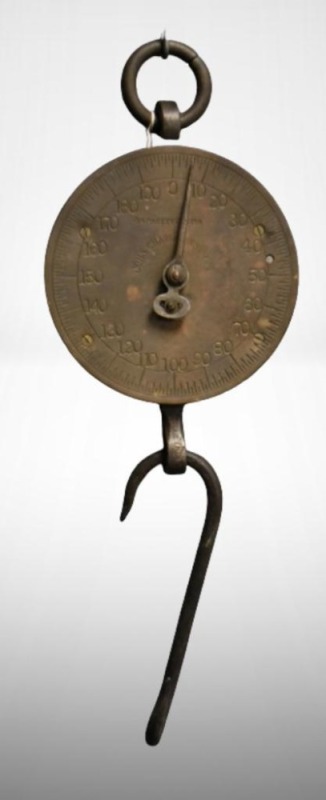 Cast Iron and brass Chatillon and Sons hanging scales, 200 lbs. capacity
