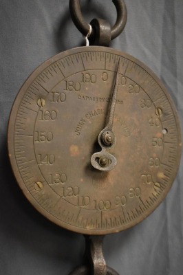Cast Iron and brass Chatillon and Sons hanging scales, 200 lbs. capacity - 4