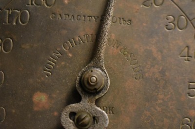 Cast Iron and brass Chatillon and Sons hanging scales, 200 lbs. capacity - 5