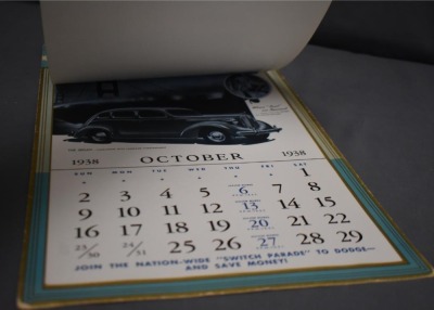 1938 Advertising calendar - Sid Bacon Motor Co., McPherson, KS, different automobile featured for each month - 8