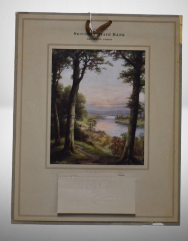 1918 Advertiising calendar - Security State Bank, Wellington, KS, "The End of a Perfect Day/ Zula Kenyon"