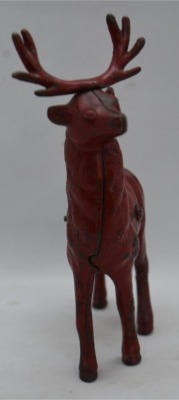 Cast Iron Reindeer still bank, painted red - 6