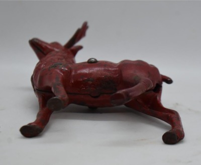 Cast Iron Reindeer still bank, painted red - 8