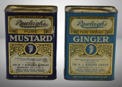 (2) Old Rawleigh's 8 oz. spice tins - Ginger and Mustard