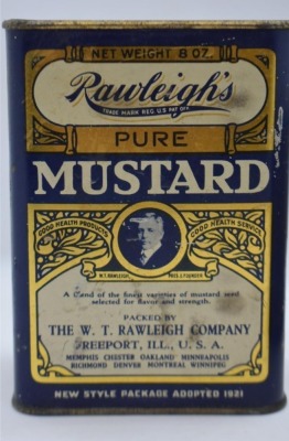 (2) Old Rawleigh's 8 oz. spice tins - Ginger and Mustard - 8