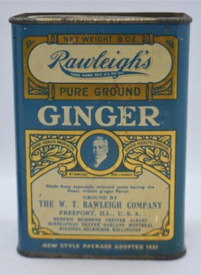 (2) Old Rawleigh's 8 oz. spice tins - Ginger and Mustard - 9