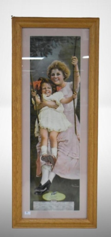 1915 Advertising calendar - H.L. Main Shoe Dealer, Hopkinton, Iowa, sweet picture of mother and child (wearing the right pairs of shoes, of course)