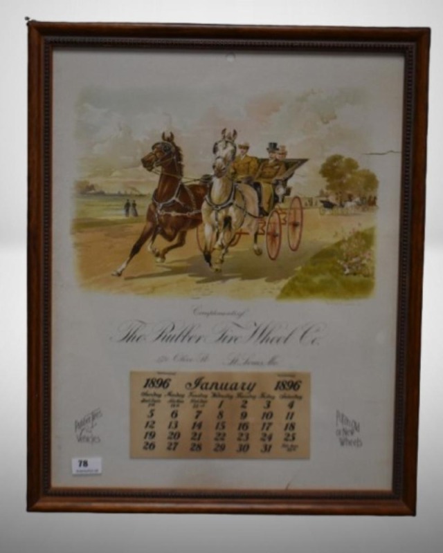 1896 Advertising calendar - The Rubber Tire Wheel Co., St. Louis, MO