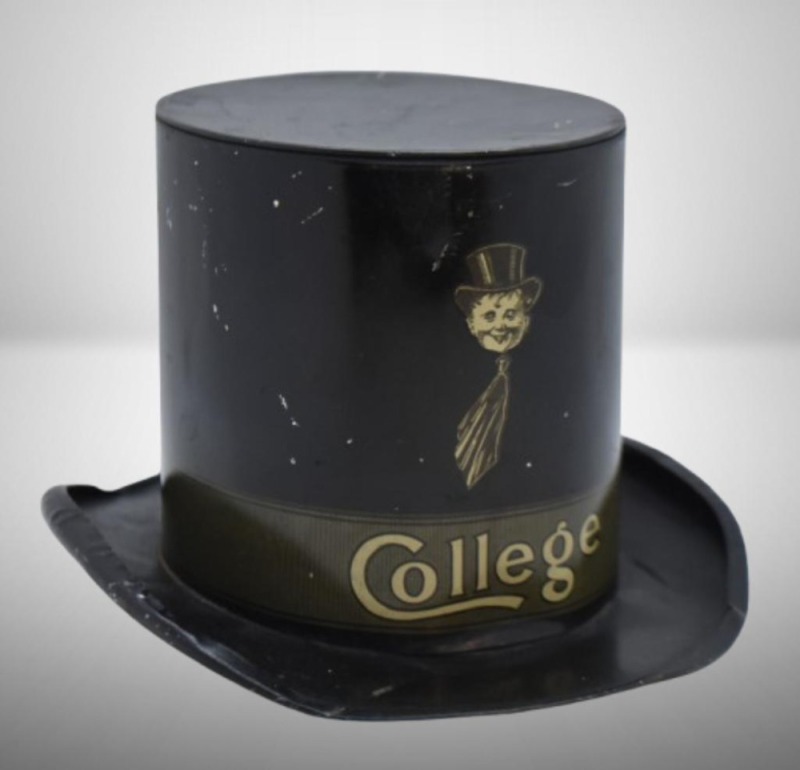 Tin "College" hat bank by Livens and Co., England - Hard to find