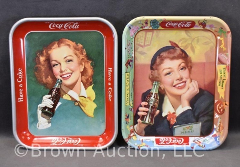(2) Coca-Cola serving trays - Menu Girl and "Have a Coke" girl