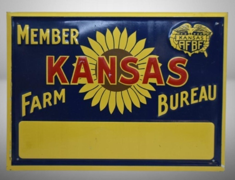 Kansas Farm Bureau Member embossed tin sign