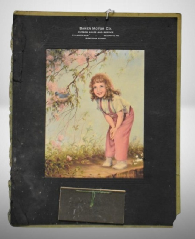 1950 Advertising calendar - Baker Motor Co., McPherson, KS, "My blue bird's here again"